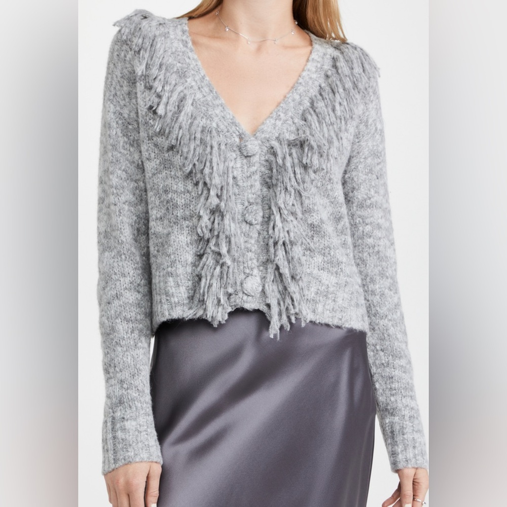 Cinq a sept Cecilia  gray fringe cardigan EUC